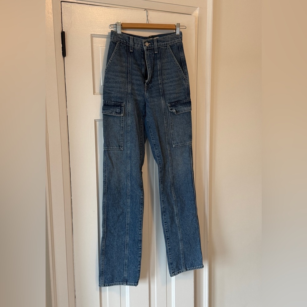 GRLFRND Blue Straight Leg Jeans cargo